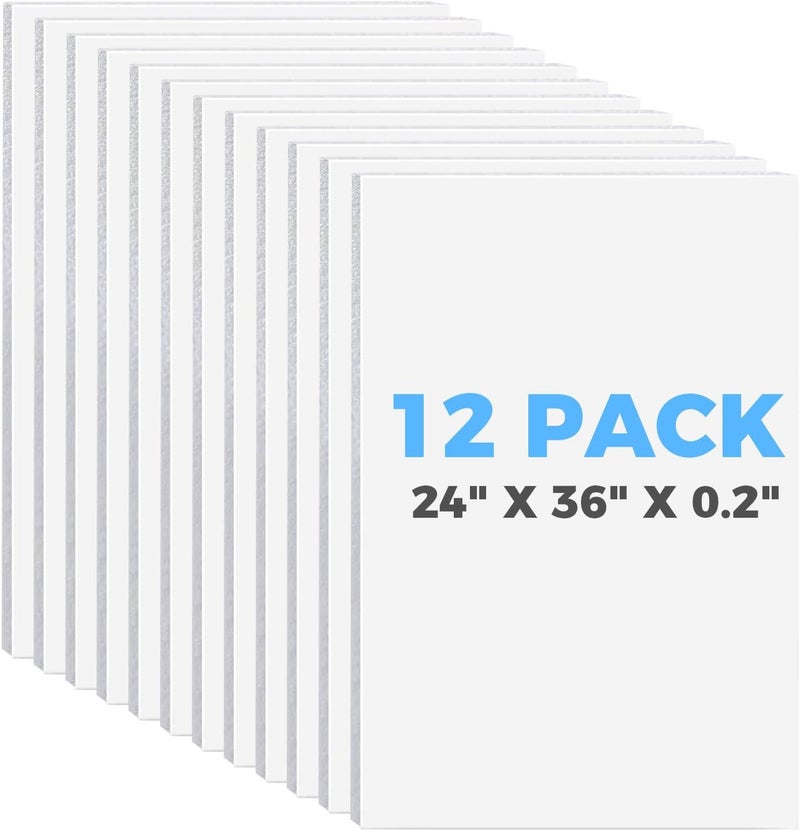 TTzycc Foam Board 24" x 36" x 3/16" (5mm) - 12 Pack, White Poster Board, Double-Sided, Acid-Free Foam Core Board for Signs, Presentations, Schools, Offices, and Art Projects - Image 1